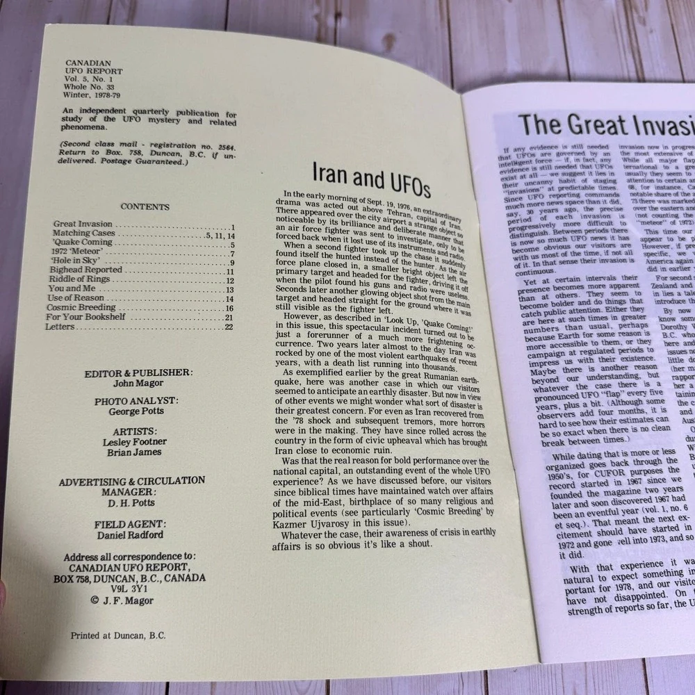 Canadian UFO Report Vol 5 No 1 Winter 1978-79 Flying Saucers John Magor